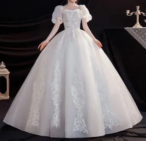 Royalcore Vintage Princess Puff Sleeves Wedding Gown