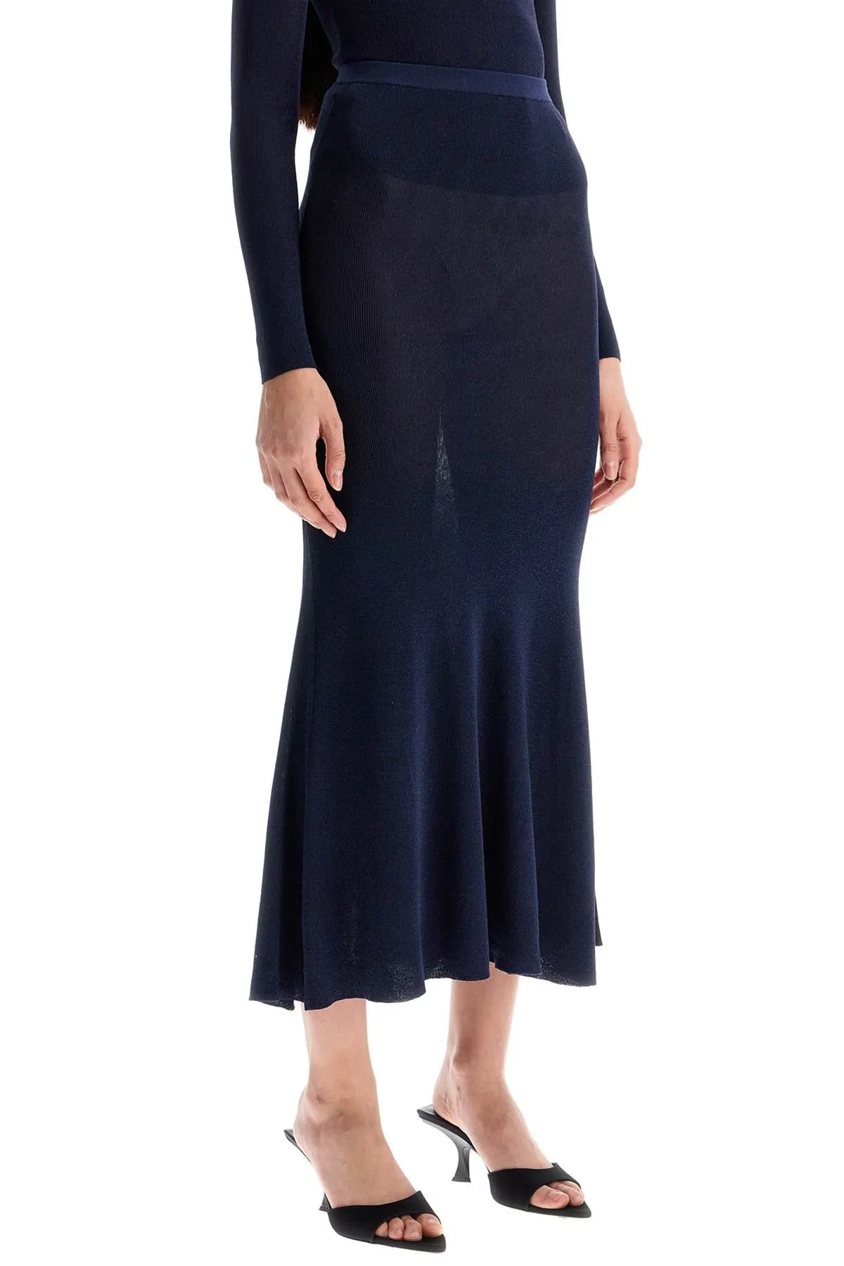 Self Portrait long lurex knit skirt