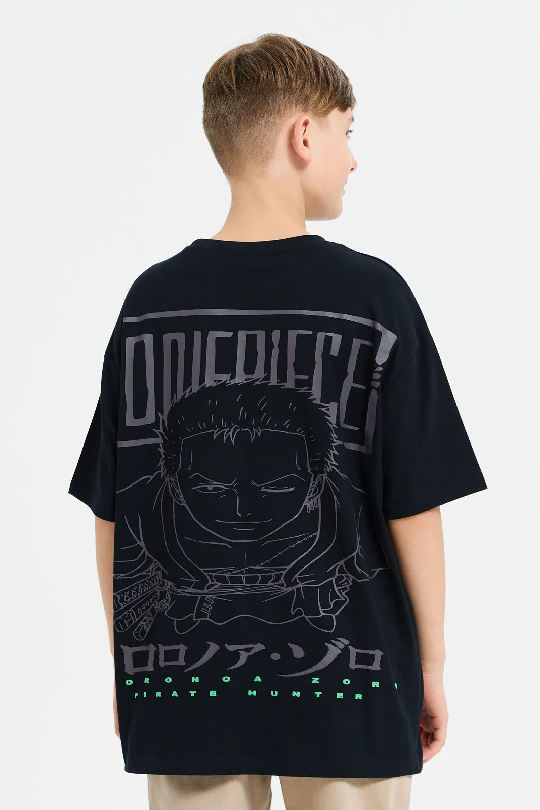 Senior Boys Black One Piece Print T-Shirt