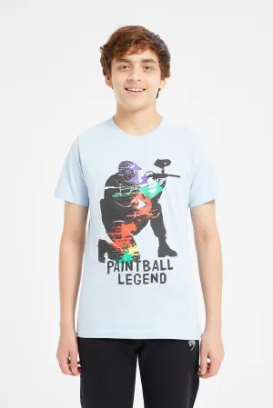 Senior Boys Blue Paintball Print T-Shirt