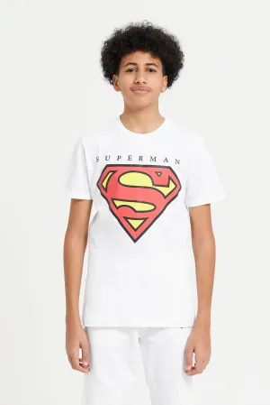 Senior Boys White Superman T-Shirt