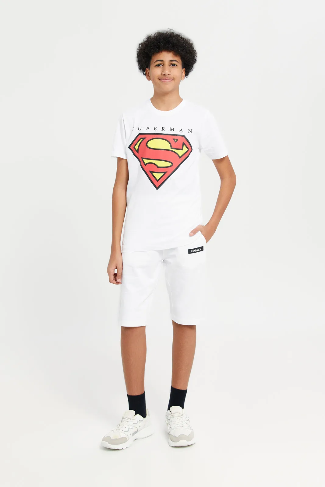 Senior Boys White Superman T-Shirt