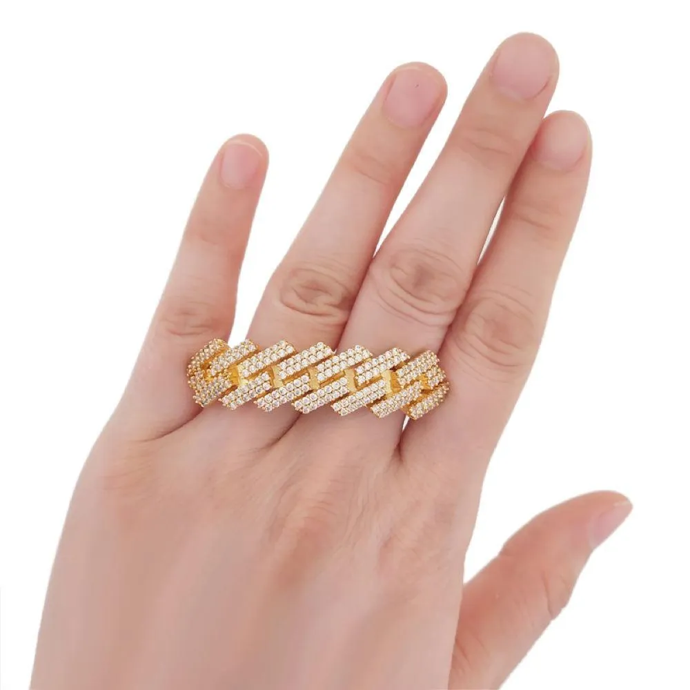 Sharp Cuban Bling Bling 2 Finger Ring