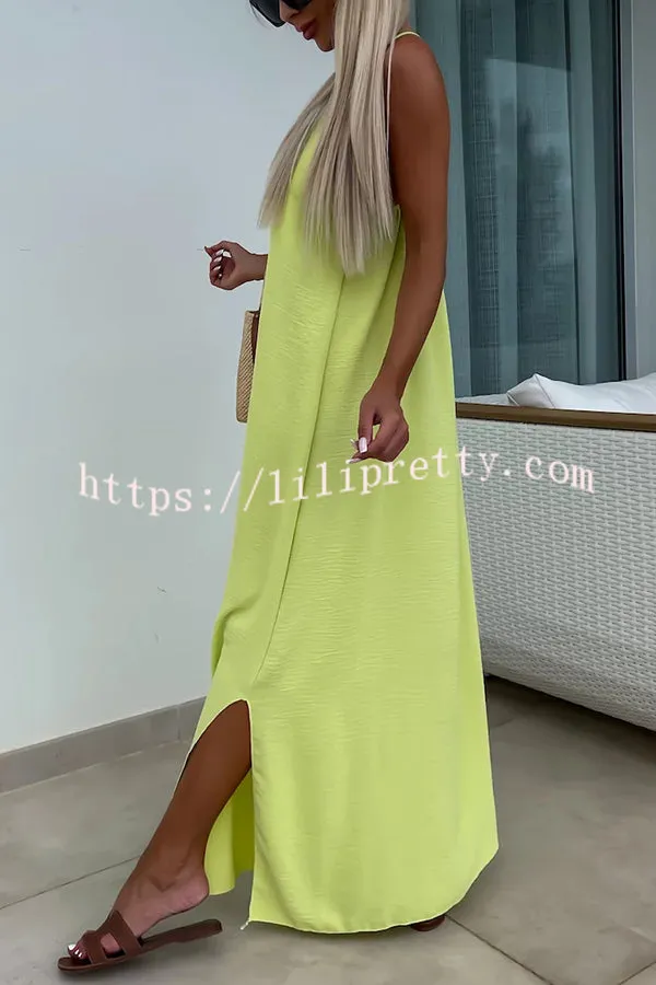 Solid Color Resort Style Spaghetti Strap Backless Maxi Dress