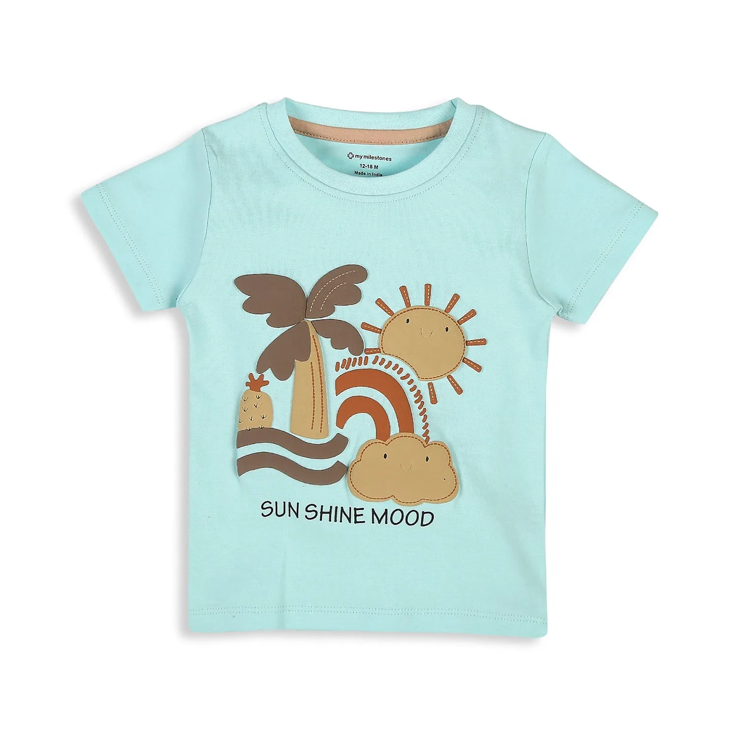 Sunshine Puff Print Tee - Aqua