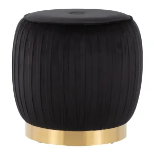 Tania Glam Ottoman in Gold Steel and Black Velvet by LumiSource