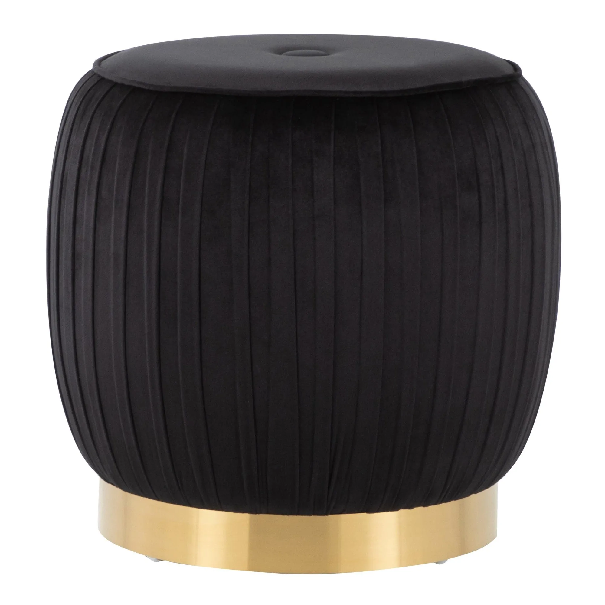 Tania Glam Ottoman in Gold Steel and Black Velvet by LumiSource