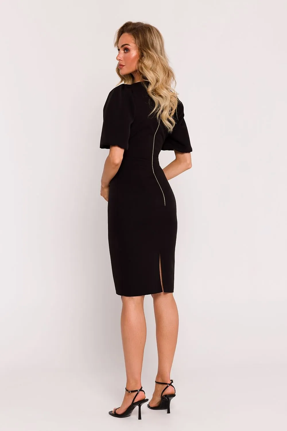 TEEK - V-Neck Puff Half Sleeve Dress