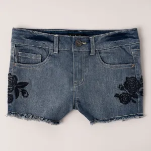 Tonal Emb Denim Short