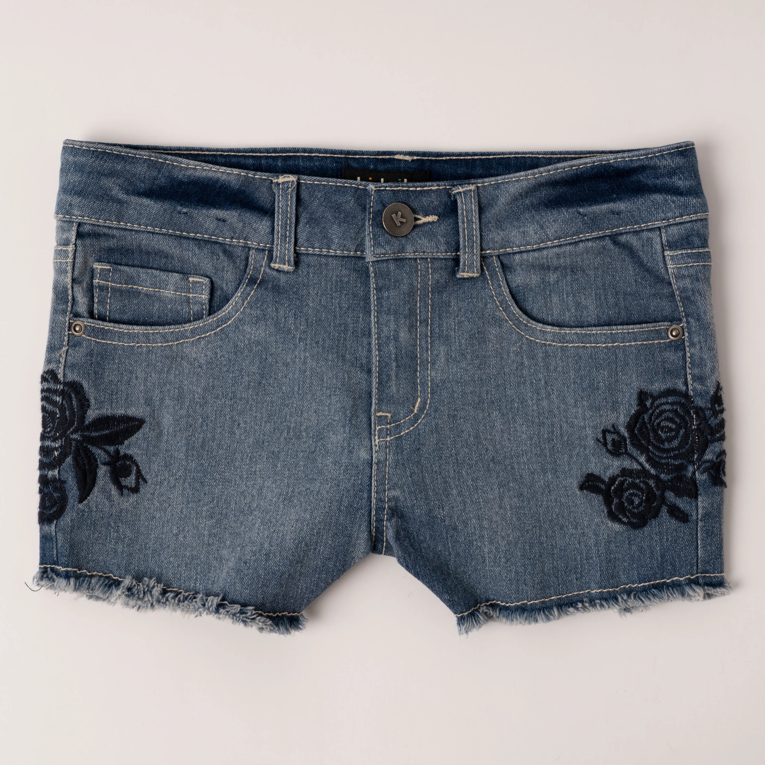 Tonal Emb Denim Short