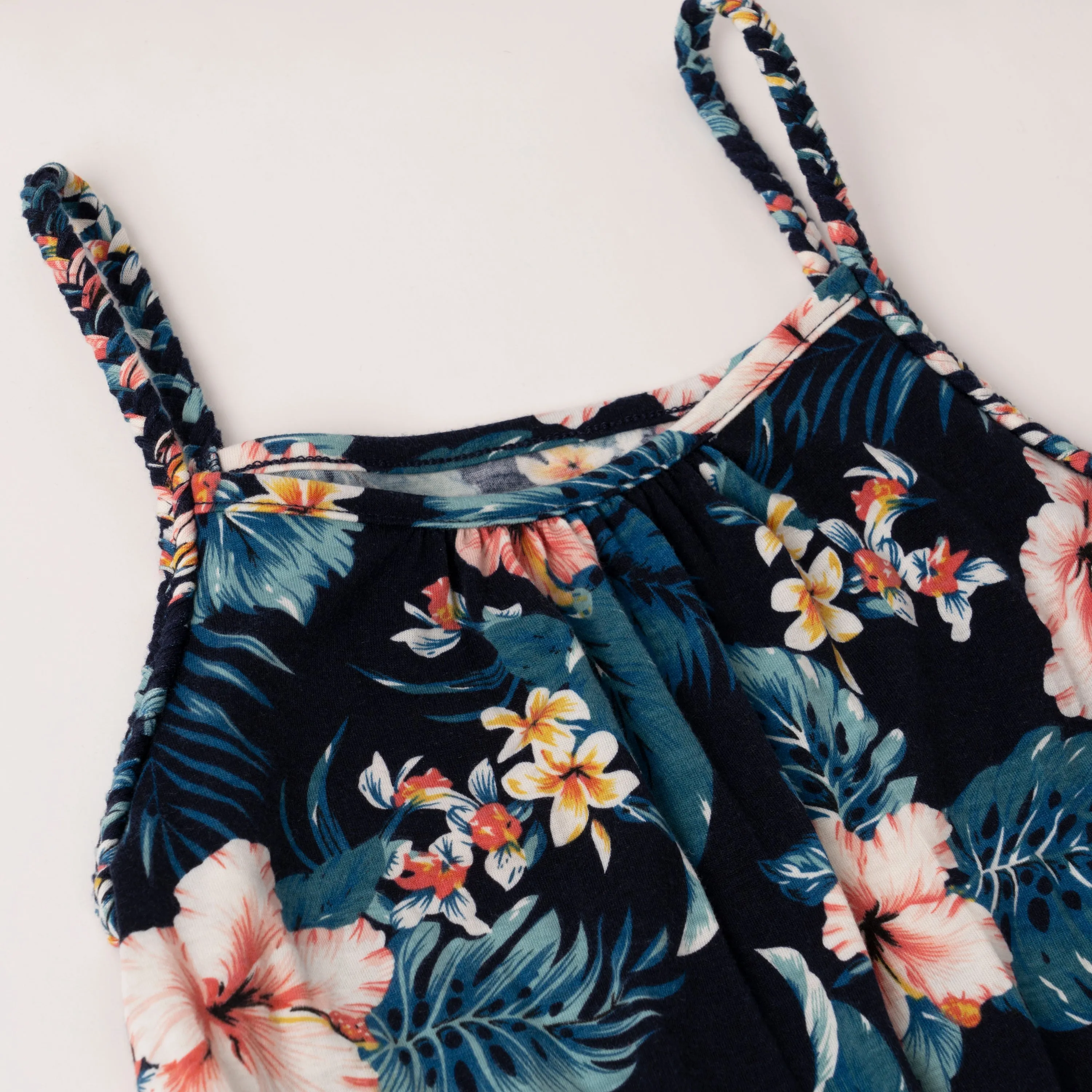 Tropical Floral Braided Romper