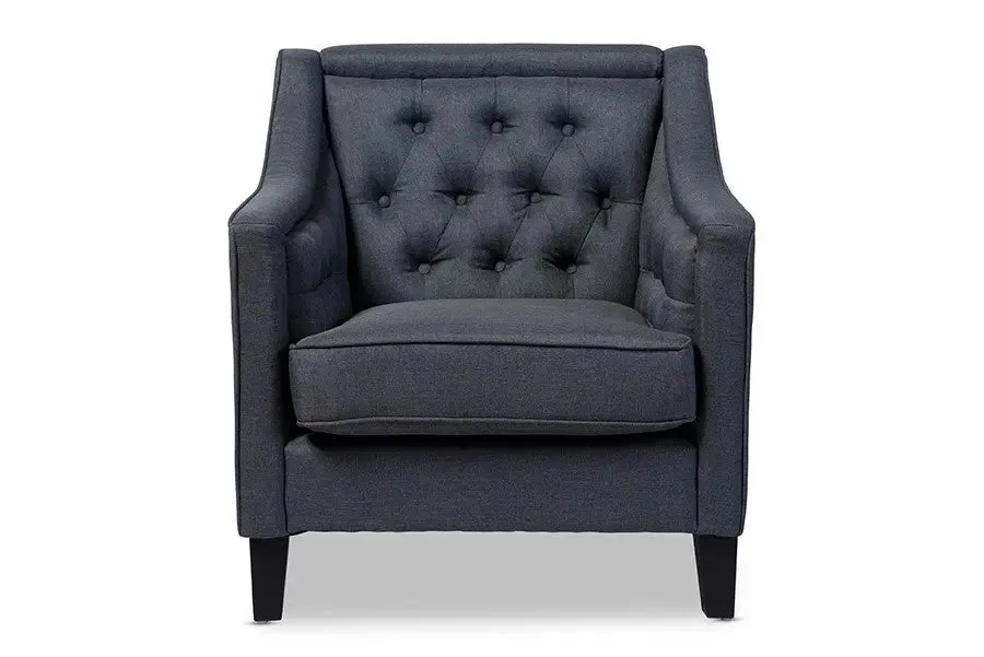 Vienna Grey Fabric Upholstered Button-tufted Armchair