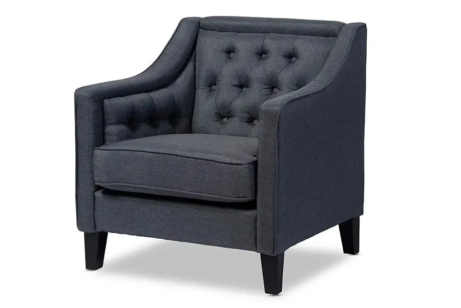 Vienna Grey Fabric Upholstered Button-tufted Armchair