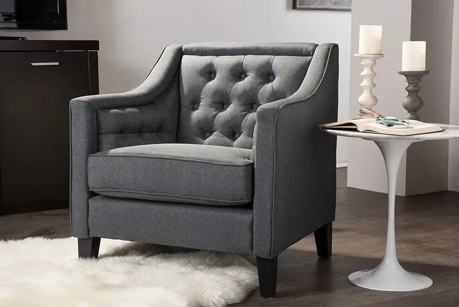 Vienna Grey Fabric Upholstered Button-tufted Armchair