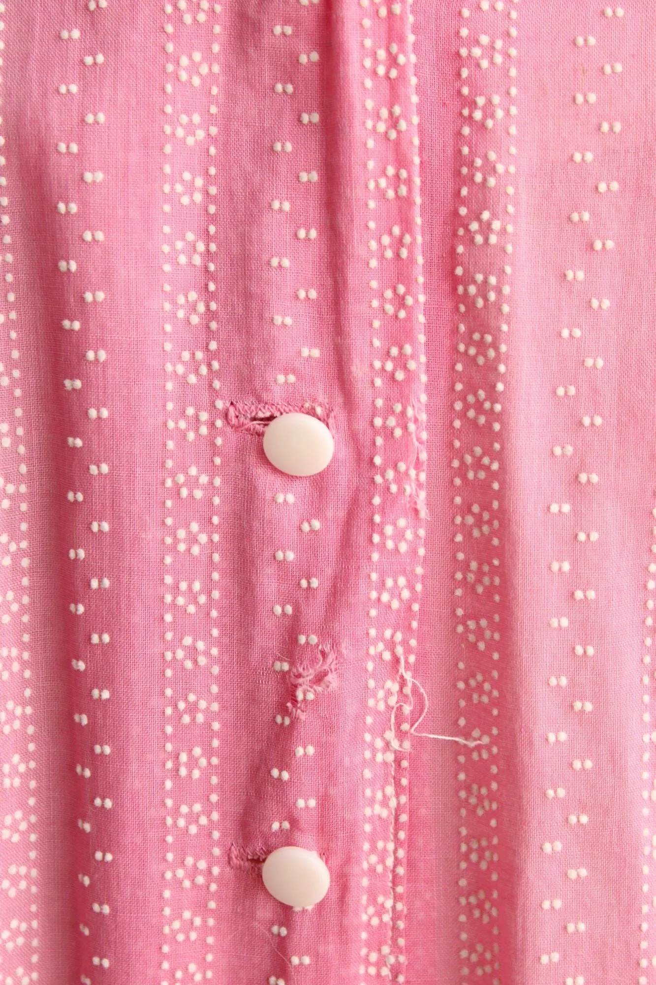 Vintage 1940s 1950s Pink Swiss Dot Cotton Shirtwaist Dress