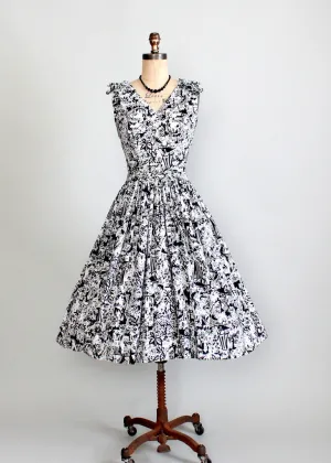 Vintage 1950s Tiki Print Party Dress