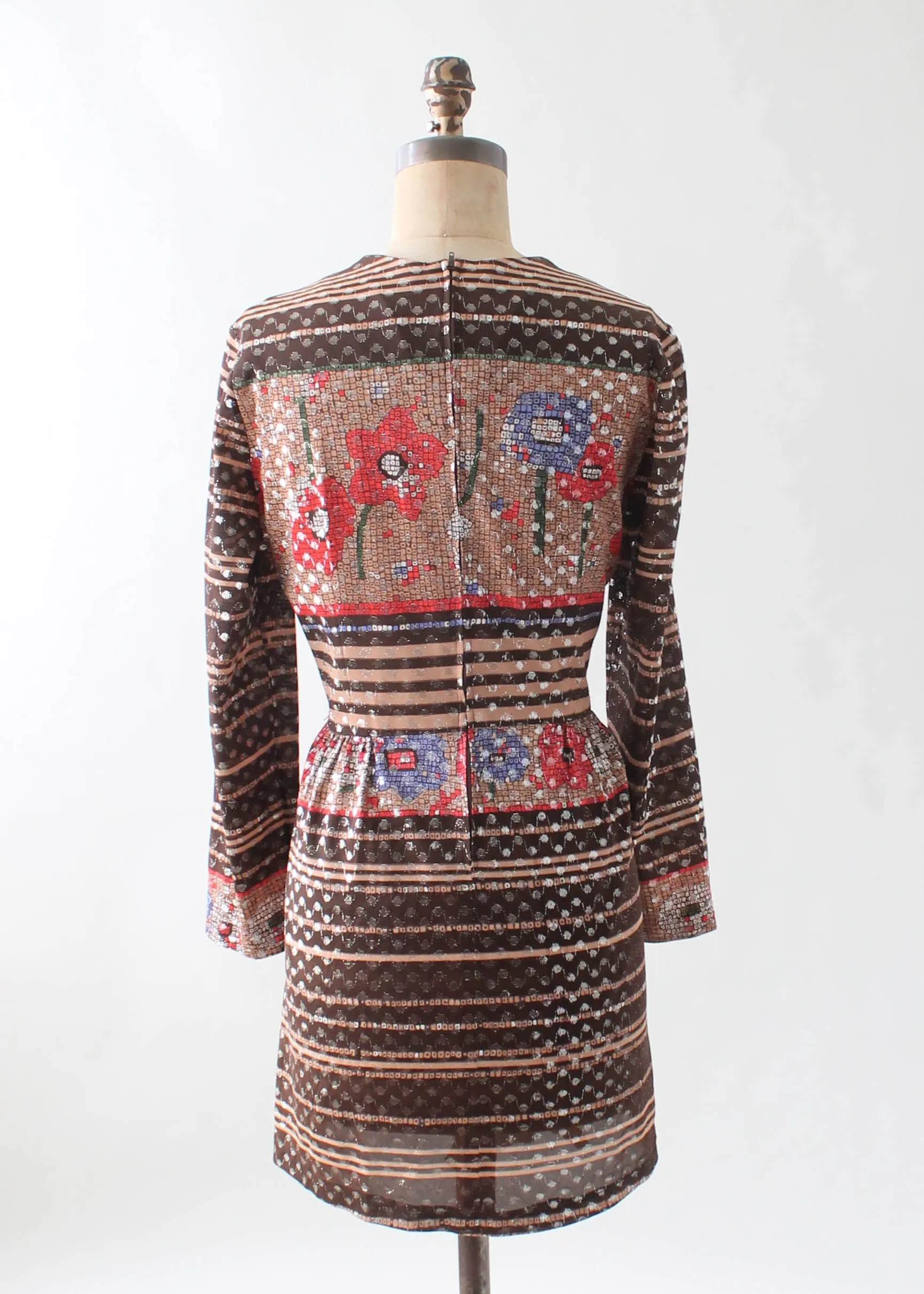 Vintage 1960s Klimt Inspired Lamé Mini Dress