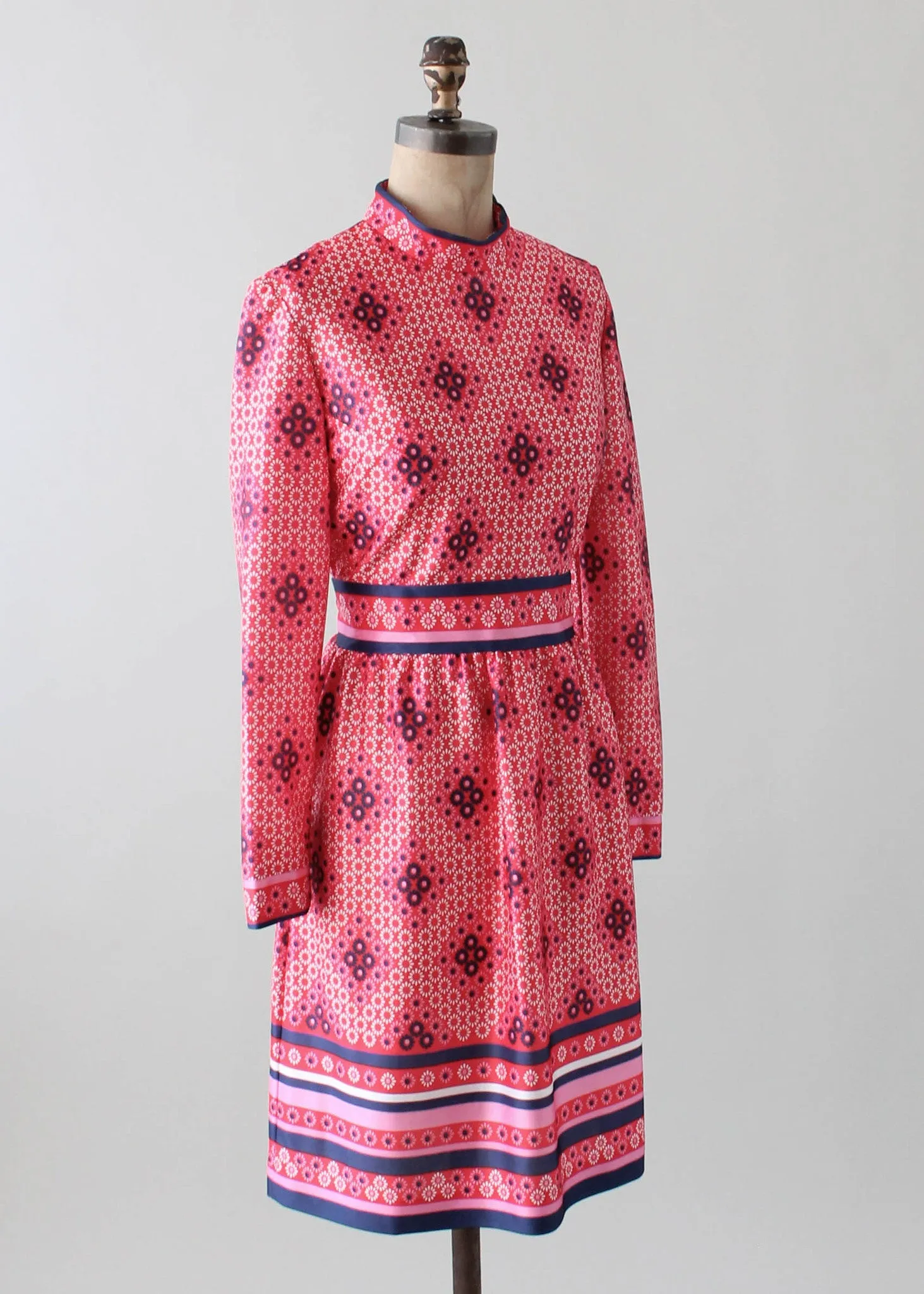 Vintage 1960s Pink and Blue MOD Day Dress