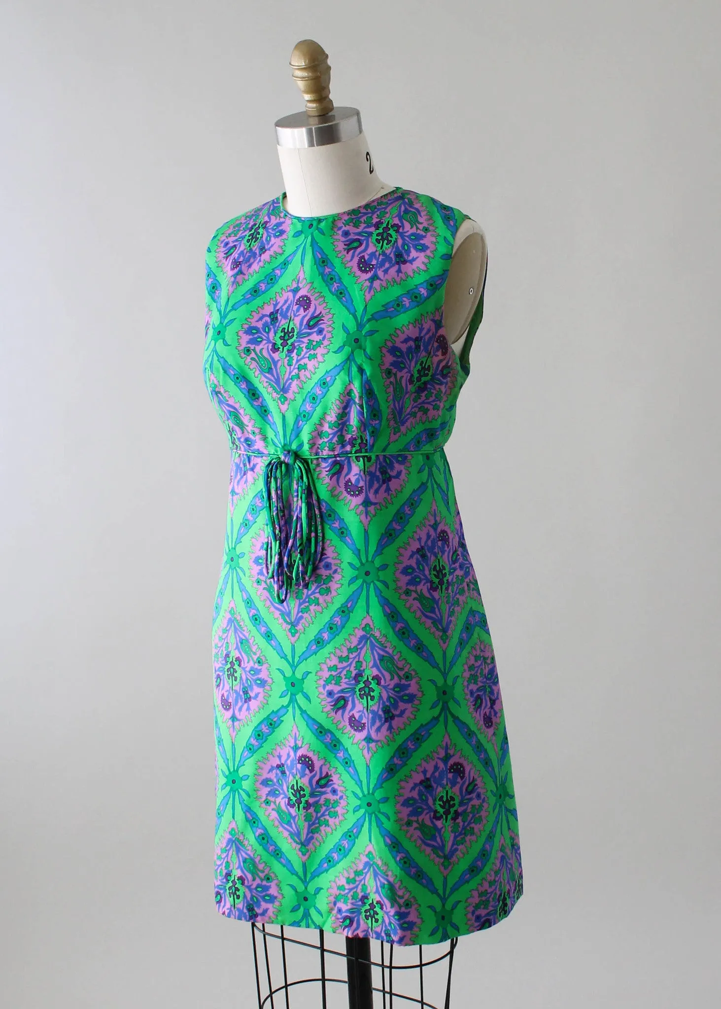 Vintage 1960s Silk Print MOD Mini Dress