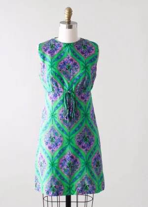 Vintage 1960s Silk Print MOD Mini Dress