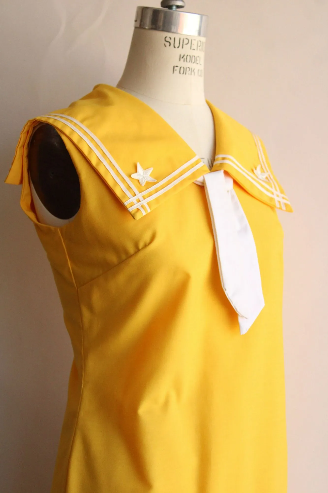 Vintage 1960s Yellow Sailor Collar Scooter Dress