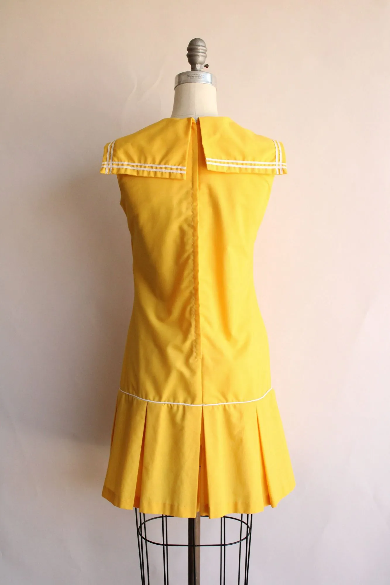 Vintage 1960s Yellow Sailor Collar Scooter Dress