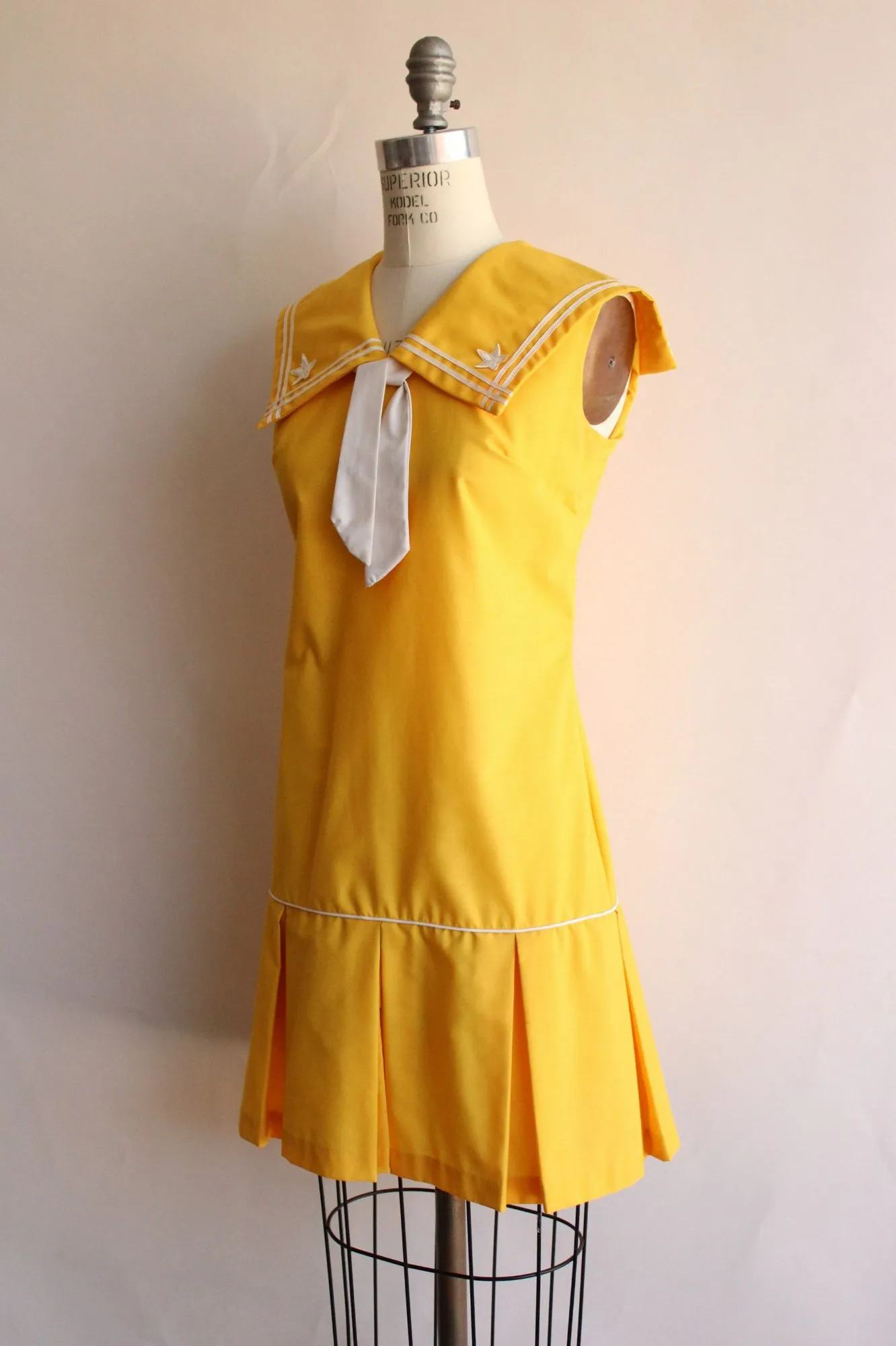 Vintage 1960s Yellow Sailor Collar Scooter Dress