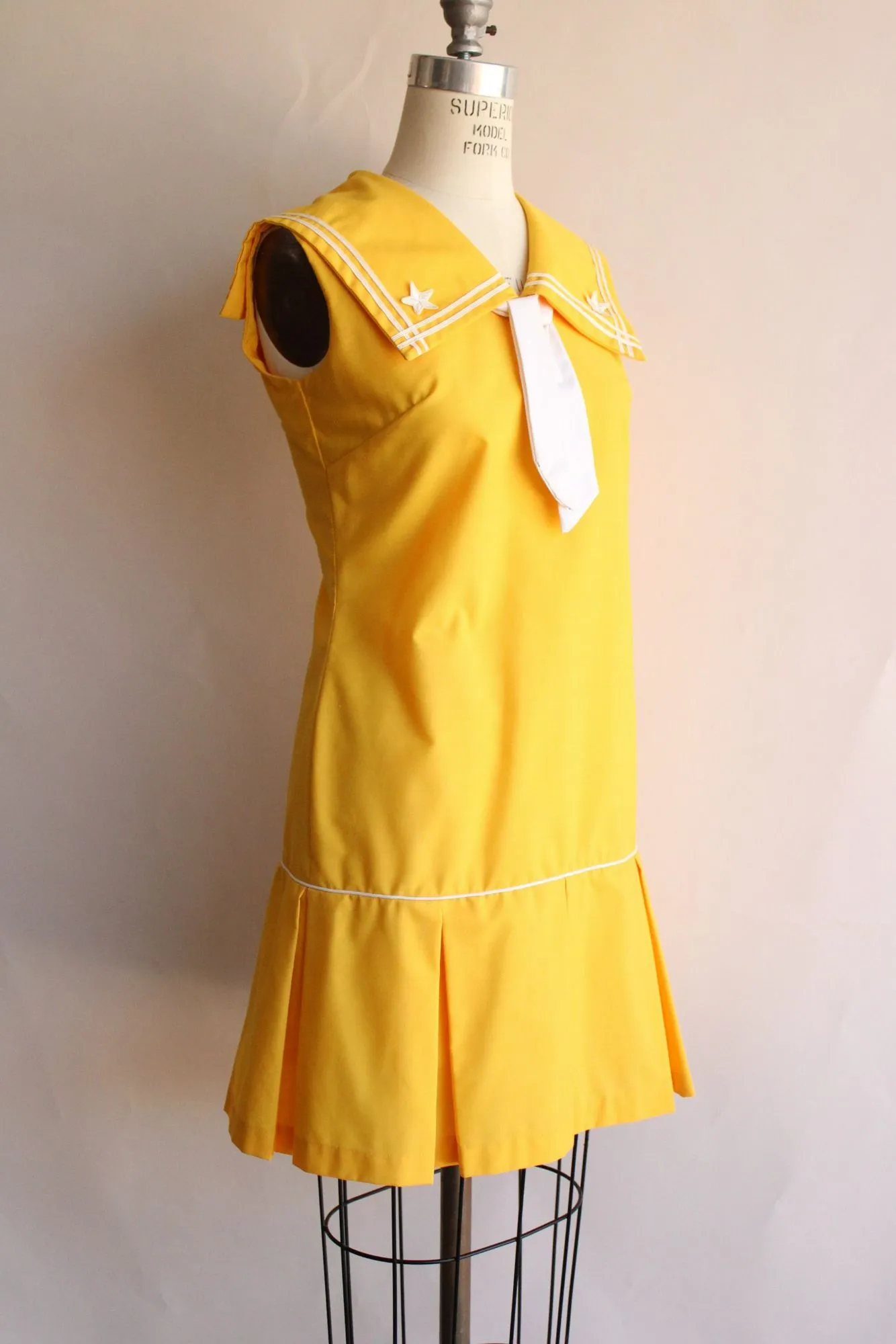 Vintage 1960s Yellow Sailor Collar Scooter Dress