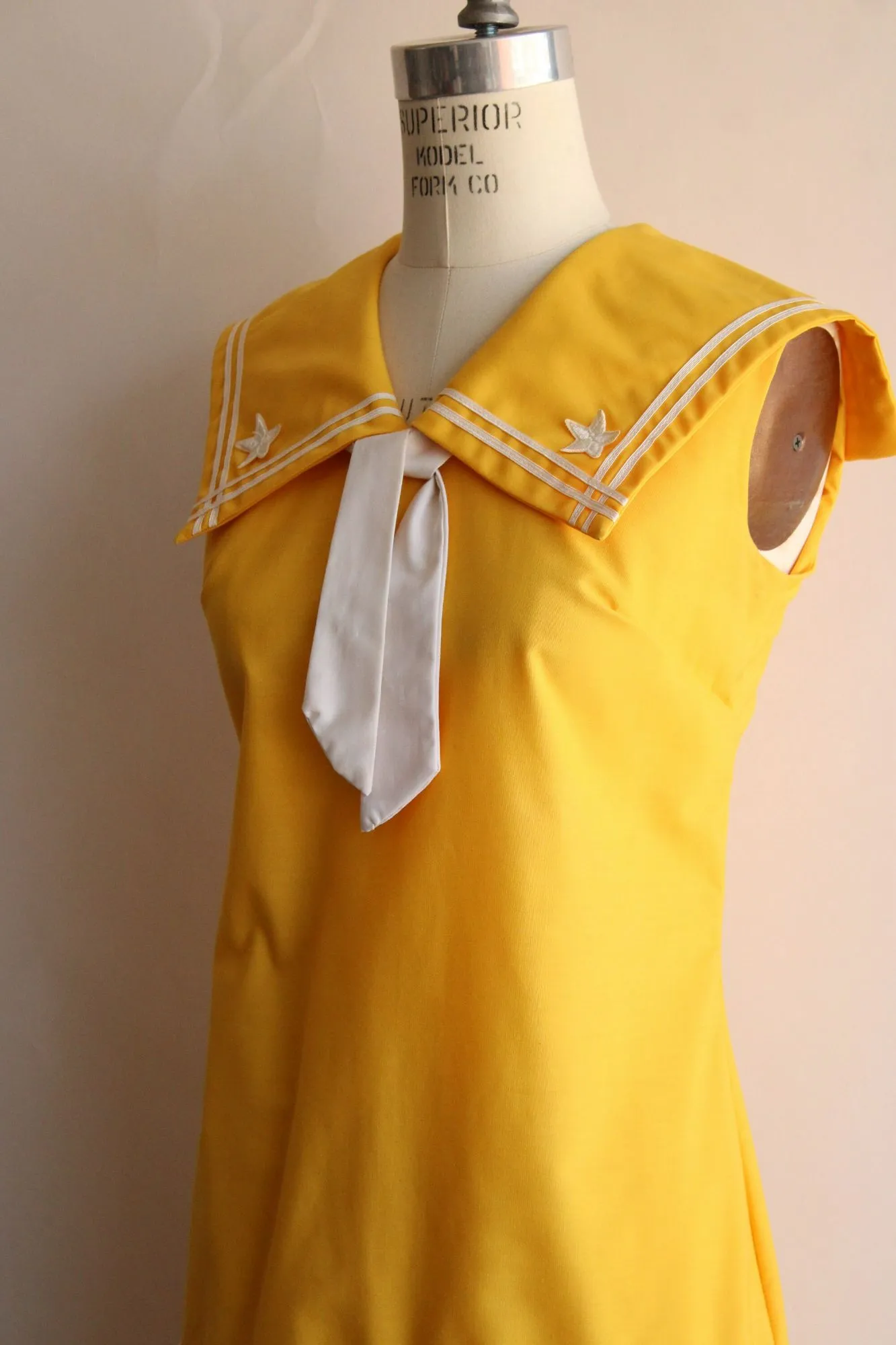 Vintage 1960s Yellow Sailor Collar Scooter Dress