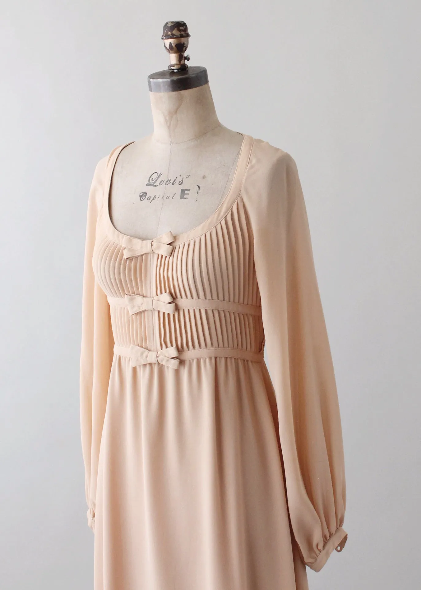 Vintage 1970s Albert Nipon Nude Silk Dress