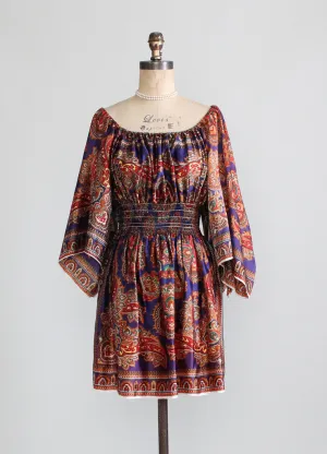 Vintage 1970s David Edden Butterfly Sleeve Mini Dress