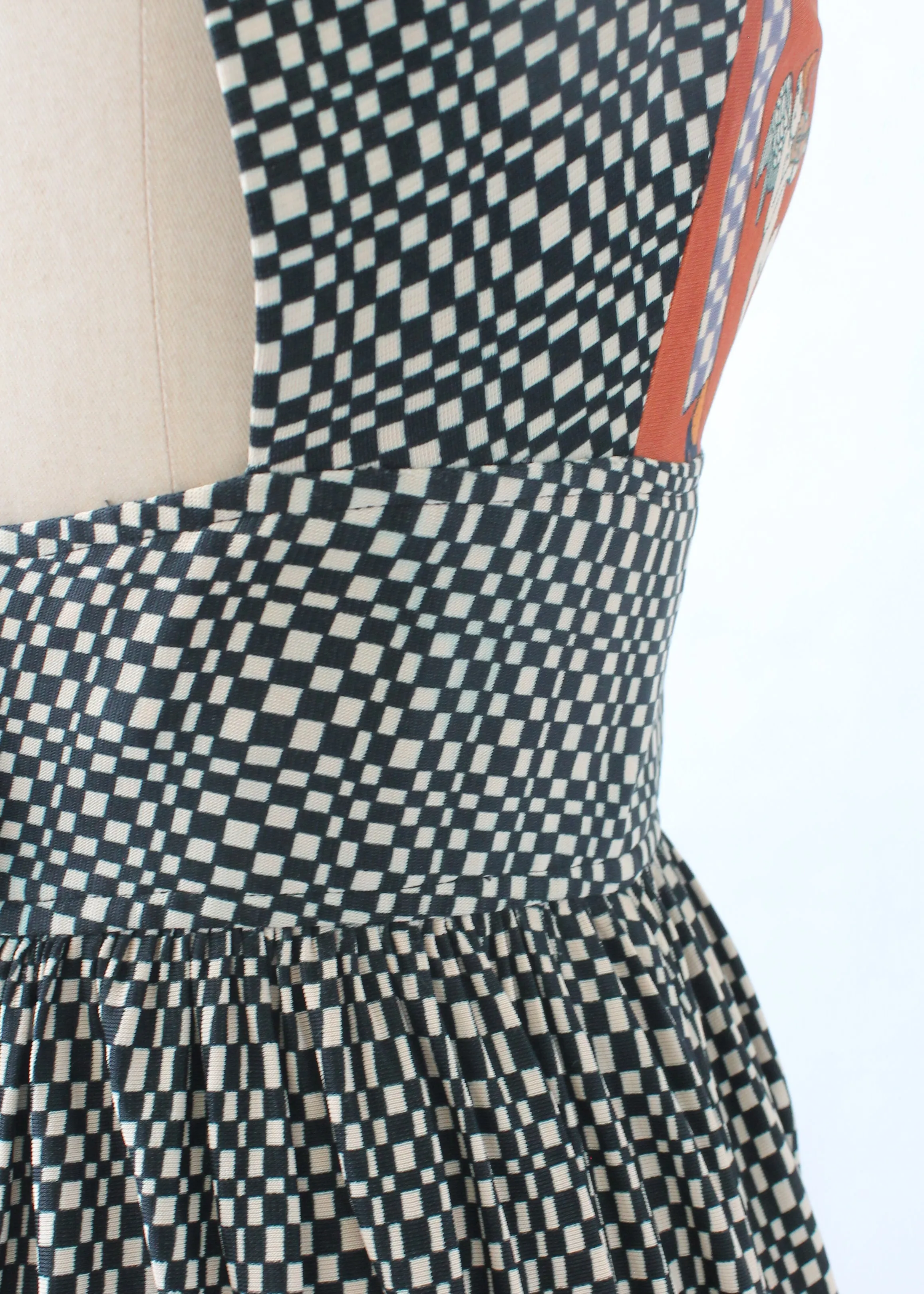 Vintage 1970s Novelty Print Maxi Dress with Flappers