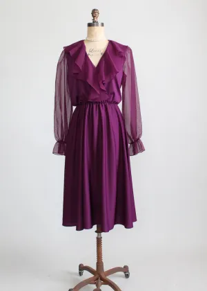 Vintage 1970s Plum Ruffle Dance Dress