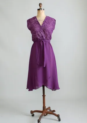 Vintage 1970s Plum Sparkles Dance Dress