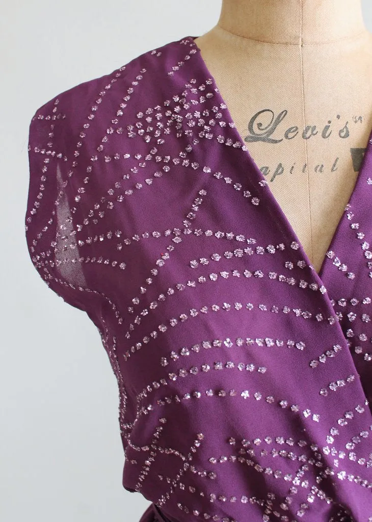 Vintage 1970s Plum Sparkles Dance Dress