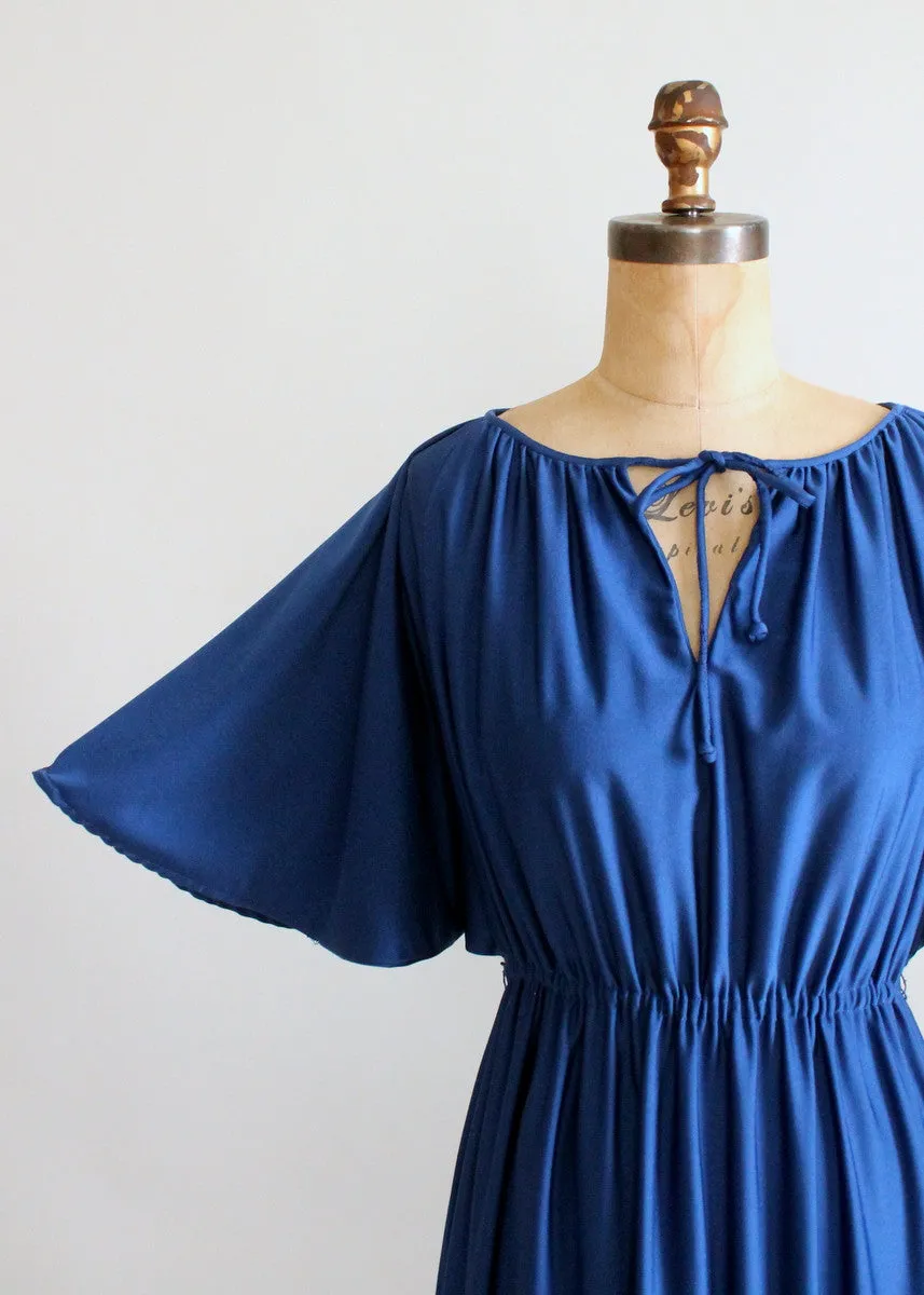 Vintage 1970s Royal Blue Maxi Dress