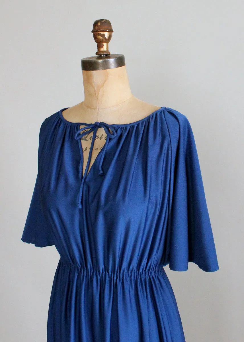 Vintage 1970s Royal Blue Maxi Dress