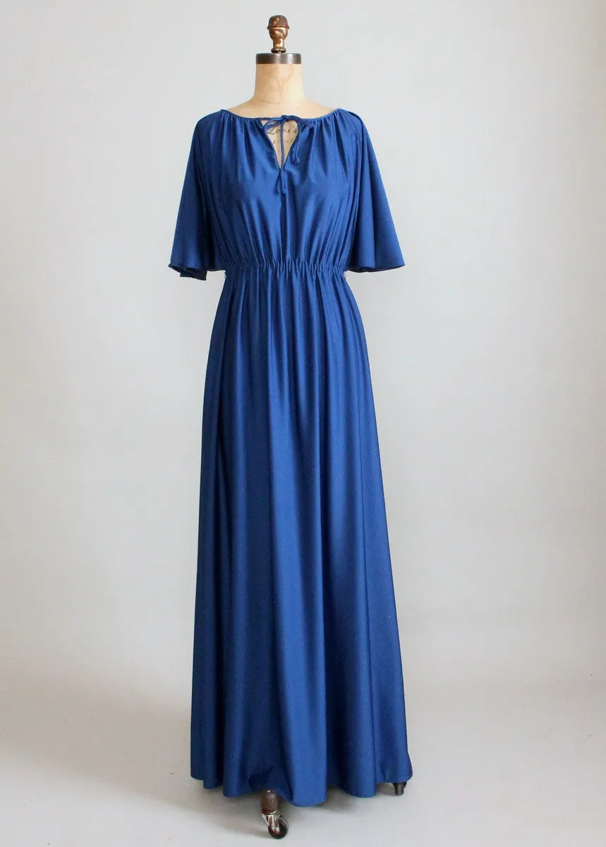 Vintage 1970s Royal Blue Maxi Dress