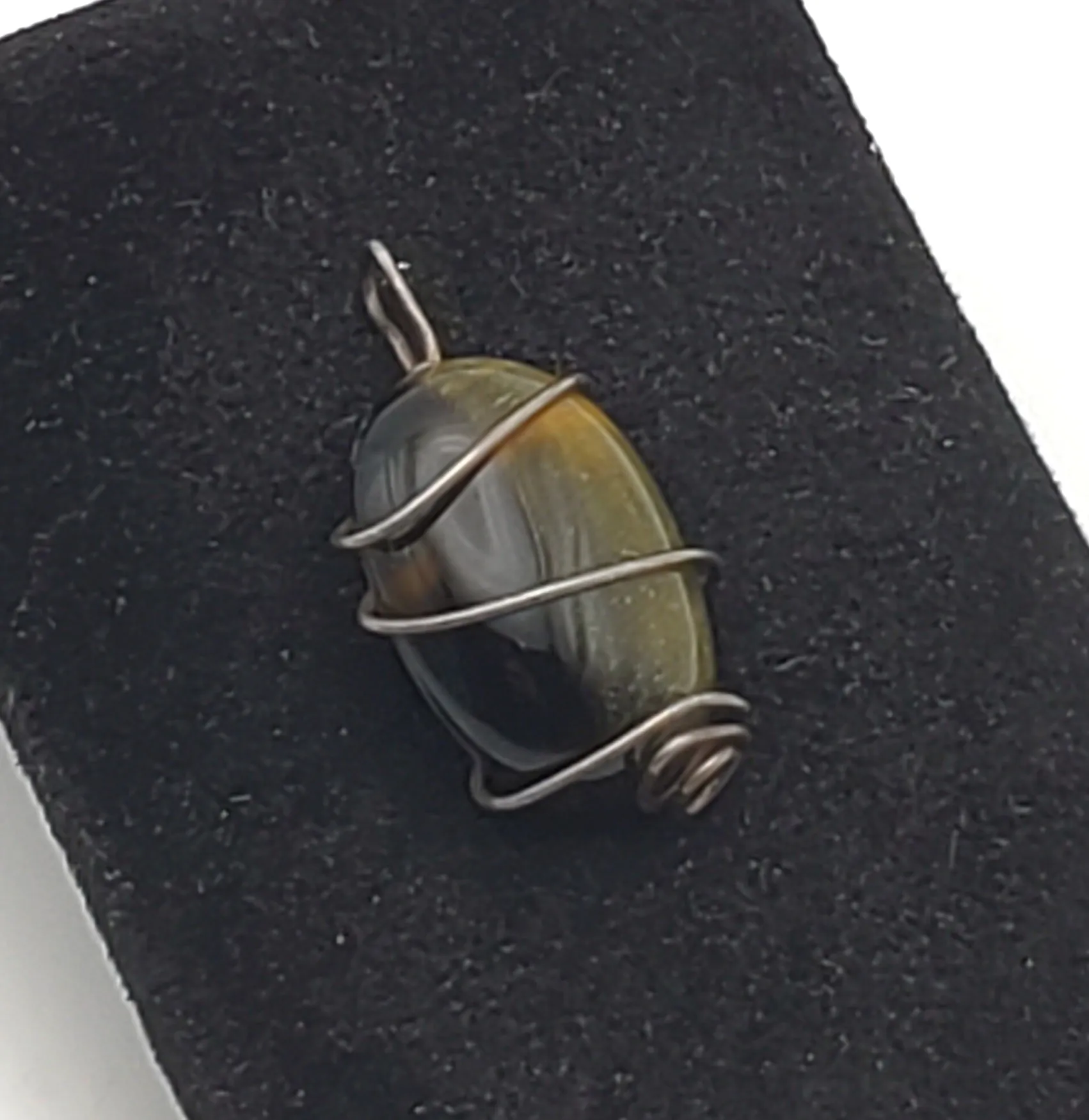 Vintage Handmade Wire Wrapped Tiger's Eye Pendant