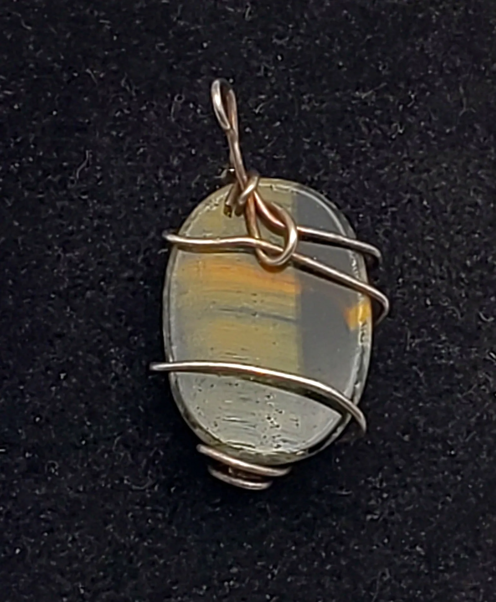 Vintage Handmade Wire Wrapped Tiger's Eye Pendant