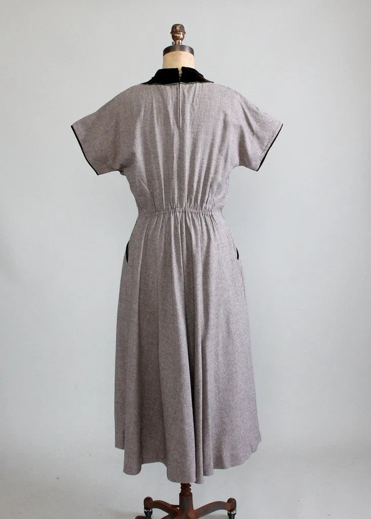 Vintage Late 1940s Fall into Winter Day Dress