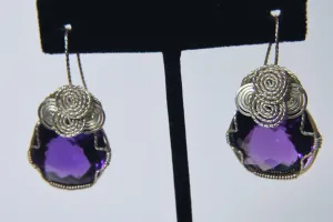 Wire Wrapped Large Amethyst Earrings