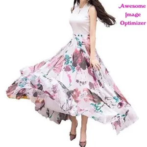 Women Full/ankle Length Blending Chiffon Long Skirt