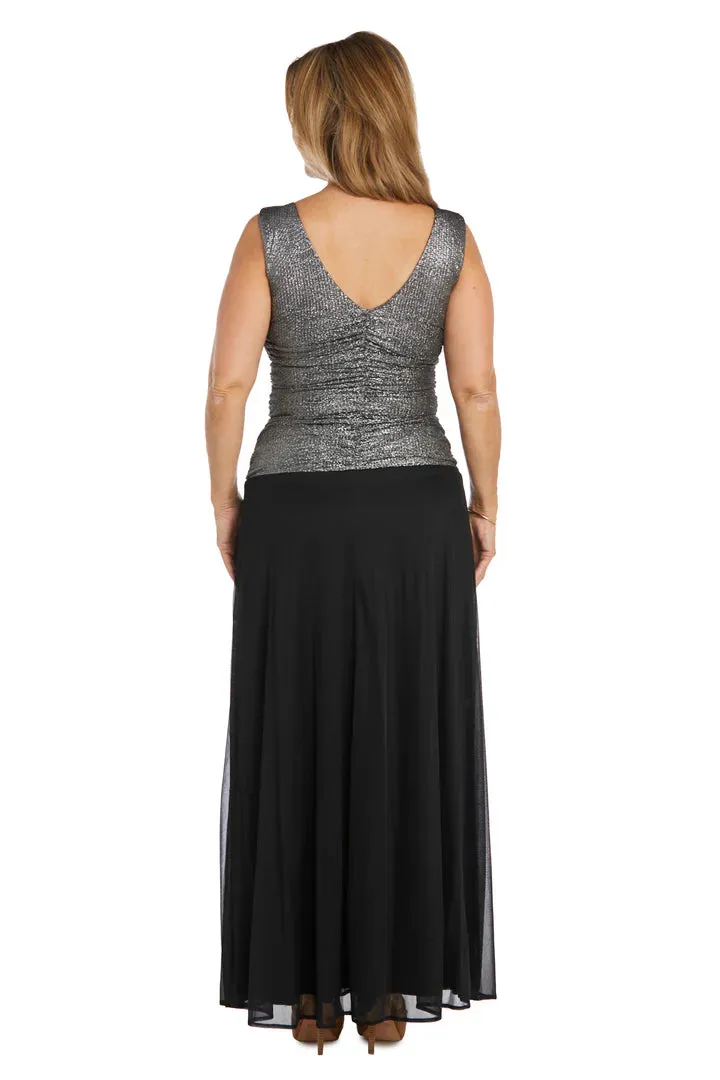 Women's Sleeveless Glitter Knit Chiffon Evening Gown - Mother of the Bride dress