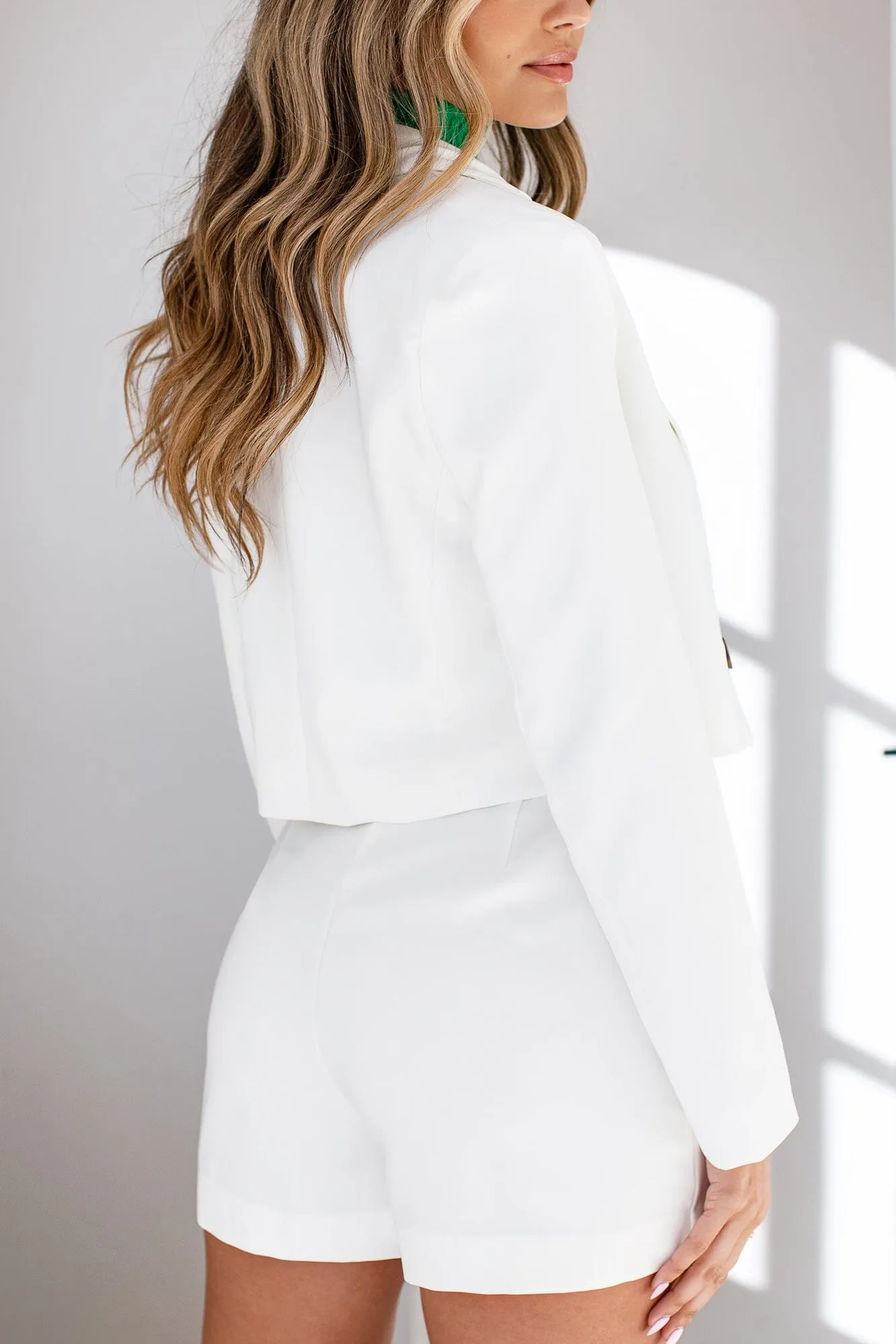 Wren White Crop Blazer