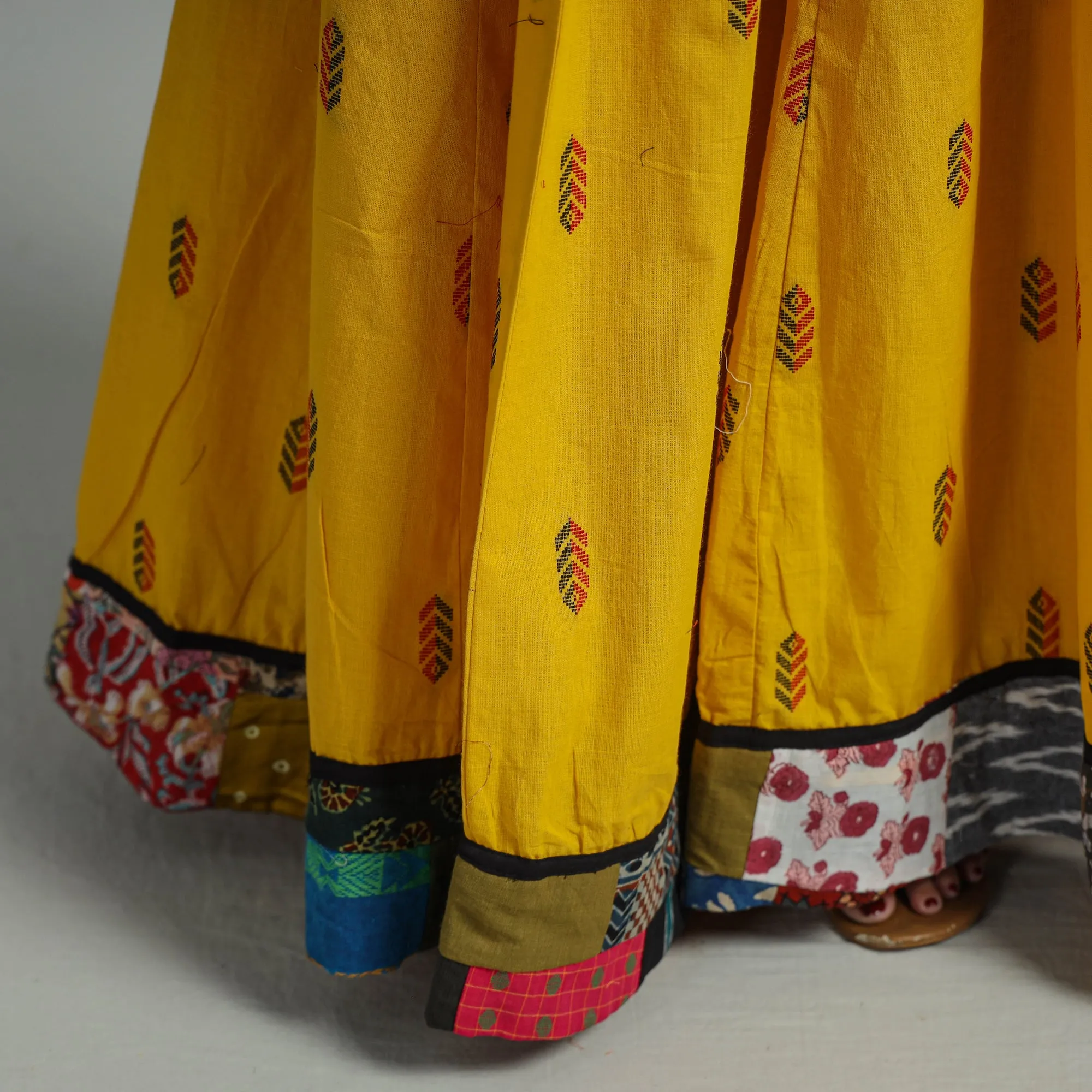 Yellow - Jacquard Patchwork 24 Kali Cotton Long Skirt 21