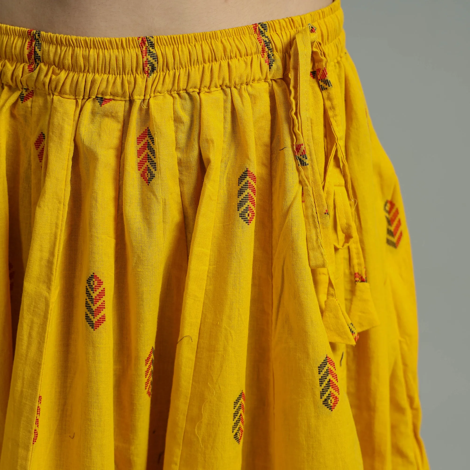 Yellow - Jacquard Patchwork 24 Kali Cotton Long Skirt 21