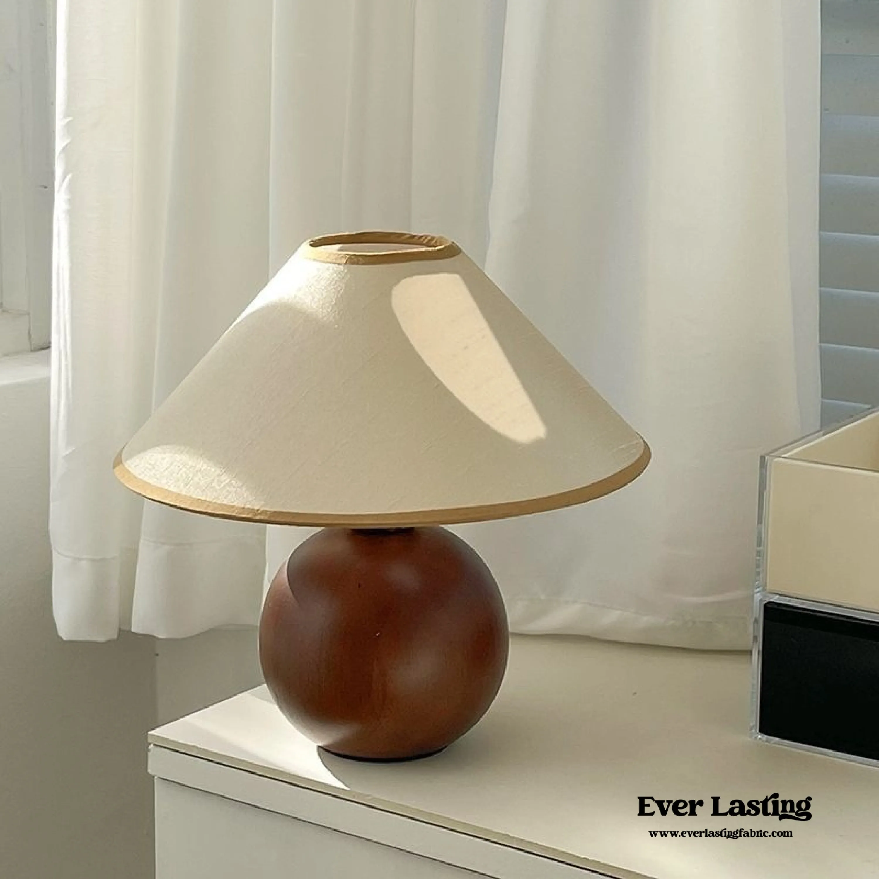 Yellow Round Pleated Wooden Lamp (3 Colors)