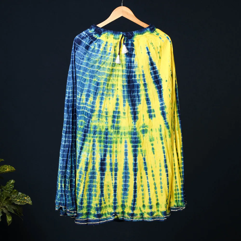 Yellow - Shibori Tie-Dye Cotton Long Skirt