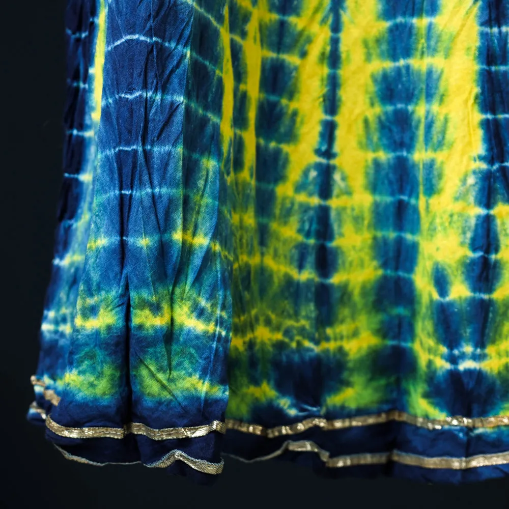 Yellow - Shibori Tie-Dye Cotton Long Skirt